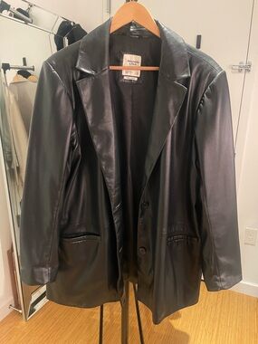 Abercrombie & Fitch Black Faux Leather Blazer Jacket